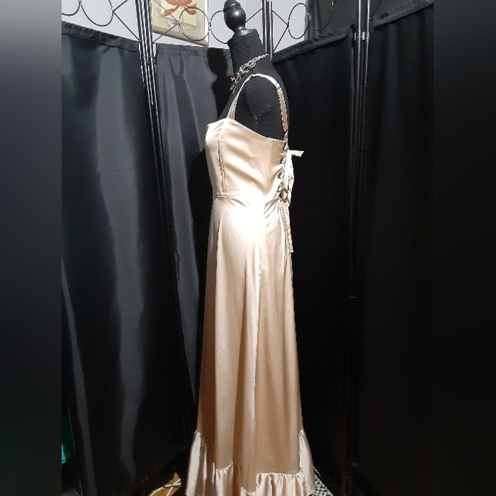 MUMU Clarissa Corset Elegant Beige Cream Sleeveless Dress Size Small Wedding - Picture 5 of 10
